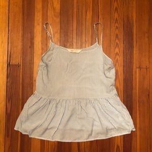 H&M Stripe Tank Top Ruffle XS Blue White